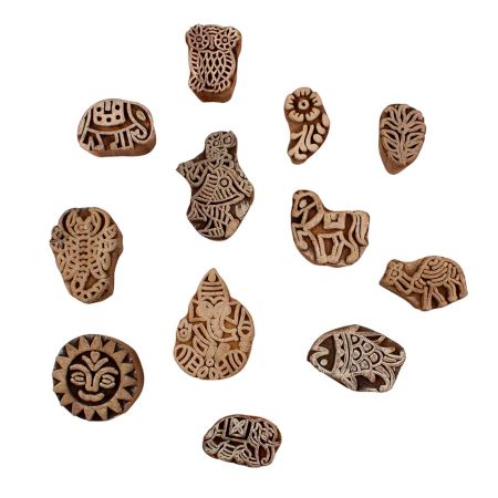 Set of 12 Piece New Mix Wooden Printing Blocks